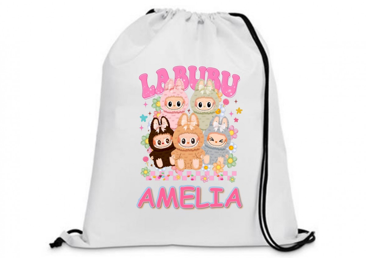 WOREK PLECAK NA BUTY KAPCIE DO SZKOŁY PRZEDSZKOLA labubu IMIĘ NAZWISKO